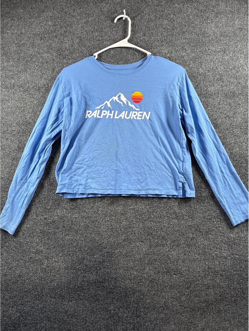 Polo Ralph Lauren Boys XL 16 Blue Mountain Sunset Graphic Long Sleeve Shirt